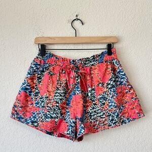 ULLA JOHNSON Edlyn Shorts Red Flamingo Pull On Elastic Drawstring